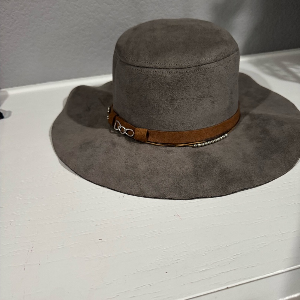 Peter Grimm Gray and Brown Wide-Brimmed Hat